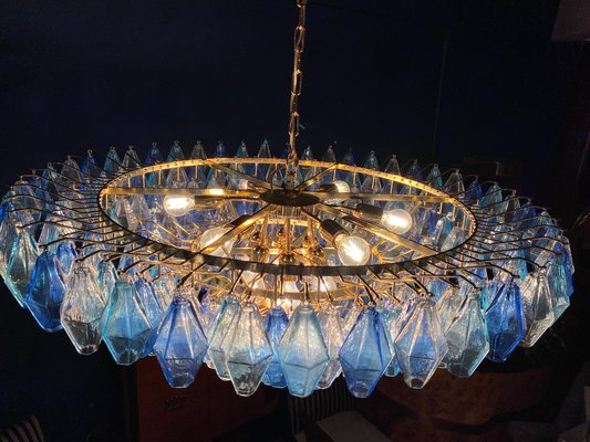 Sapphire Color Poliedri Murano Glass Ceiling Light or Chandelier for sale at Pamono