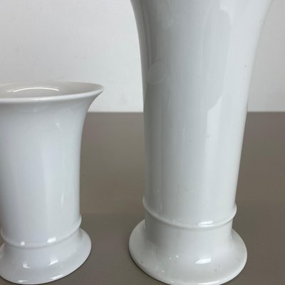 Vintage Ceramic Vase White by AK Kaiser 70s Retro Design Mid Century Space Age Op Art