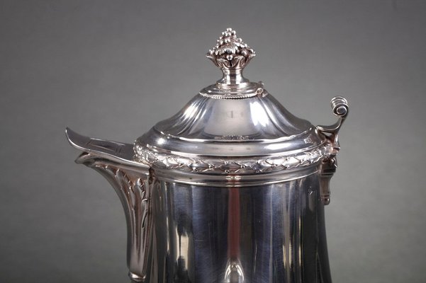 French Silver Hot Chocolate Pot or Coffee Pot by Puiforcat for