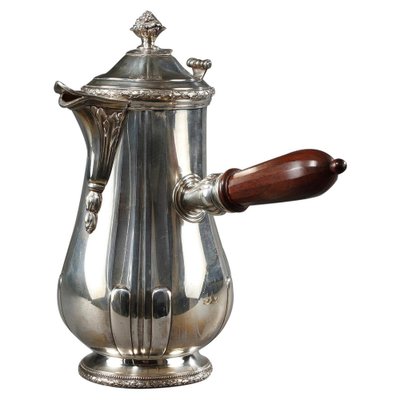 French Silver Hot Chocolate Pot or Coffee Pot by Puiforcat for