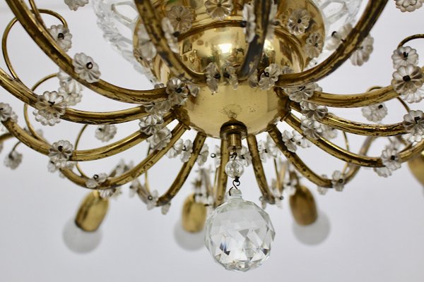 Mid-Century Modern Austrian Brass and Crystals 14 Arms Chandelier from J &  L Lobmeyr, 1950s for sale at Pamono