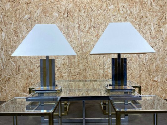 Messing & Chrom Tischlampe, 2er Set bei Pamono kaufen