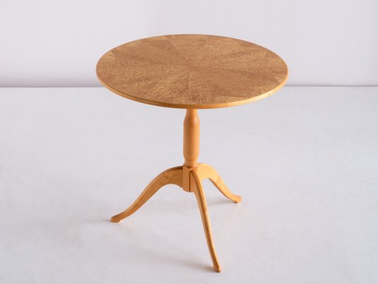 Swedish Three Legged Side Table in Masur Birch by Carl Malmsten