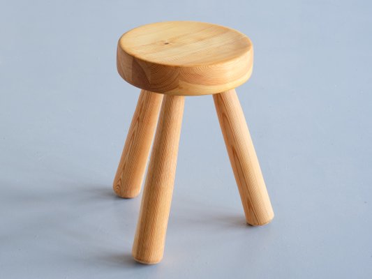 Swedish Three Legged Stool in Solid Pine by Ingvar Hildingsson