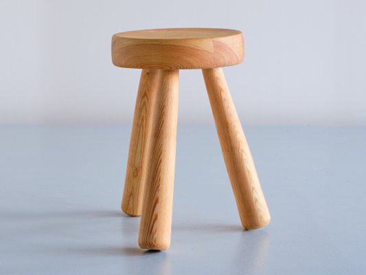 Swedish Three Legged Stool in Solid Pine by Ingvar Hildingsson