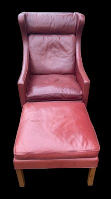 Set of Model 2204 Armchair and 2202 Footstool by Borge Mogensen