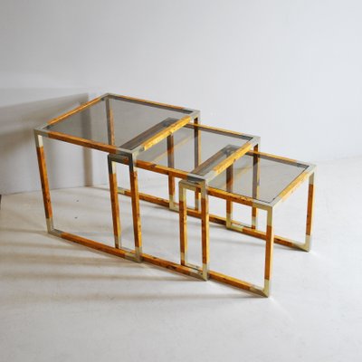 Smoked Glass Nesting Tables 1960s, Glass Tables Meaning