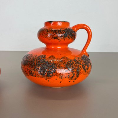 Orange Pottery Fat Lava Vases from Spara Ceramic, Germany, 1970s