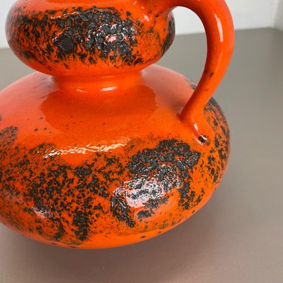Orange Pottery Fat Lava Vases from Spara Ceramic, Germany, 1970s
