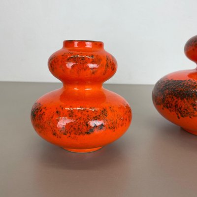 Orange Pottery Fat Lava Vases from Spara Ceramic, Germany, 1970s