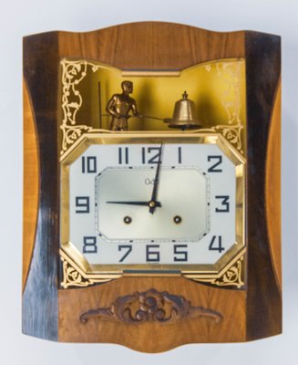 Art Deco Walnut Wall Clock French 1950 For At Pamono - Wall Clock In French