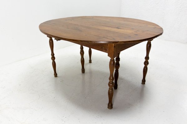 French Louis Philippe Extendable Oak Dining Table with Drop Leaf Mid 19th Century