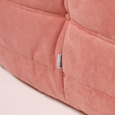 Pink armchair with footstool best sale