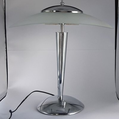 Vintage Table Lamp With Glass Shade And Chrome Structure For At Pamono Vintage Table Lamp With Glass Shade And, Vintage Glass Shade Table Lamps