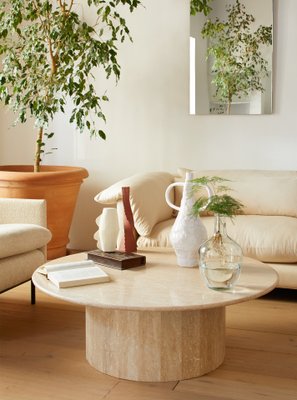 Anya travertine coffee on sale table
