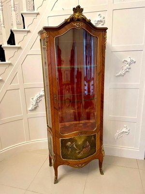 Antique French Kingwood Ormolu Mounted Display Cabinet by Vernis