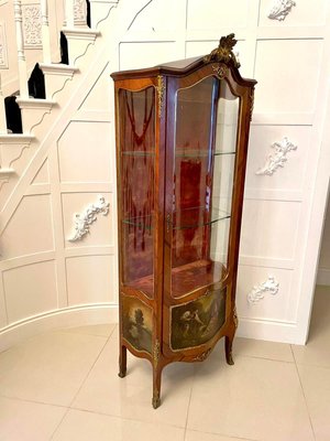Antique French Kingwood Ormolu Mounted Display Cabinet by Vernis