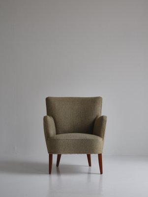 Danish Modern Easy Chair in Beech and Wool Upholstery by White