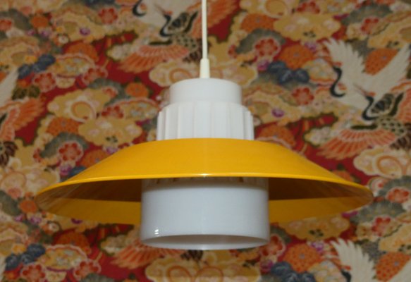 Ceiling Light In White Yellow Plastic, Plastic Light Fixture