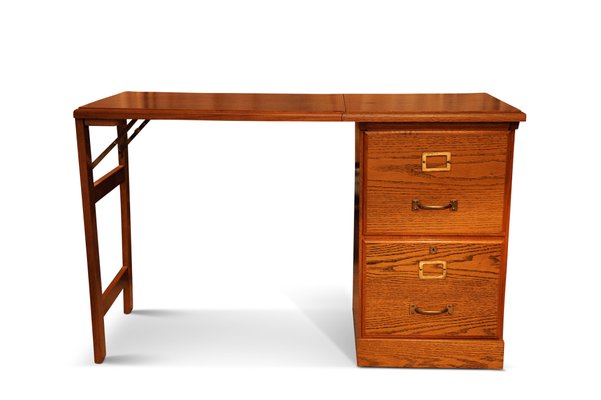 20th Century Oak Trestle Desk With Two, White Desk With File Cabinet Drawers In Sri Lanka