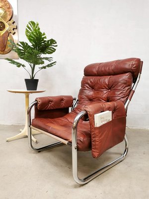 Mid century modern leather sling chair sale