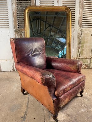 Antique Leather Library Fireside, Leather Fireside Chairs Ireland