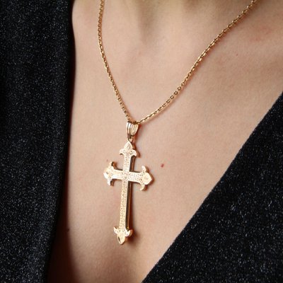 Cross rose gold necklace store