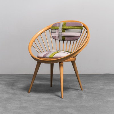 Vintage Circular Velvet Armchair 1960s