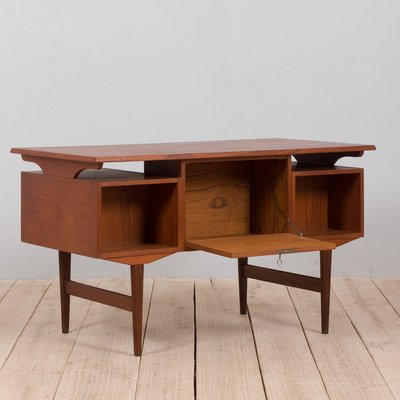 Danish Teak Free Standing Desk With, Wooden Standing Desk Design