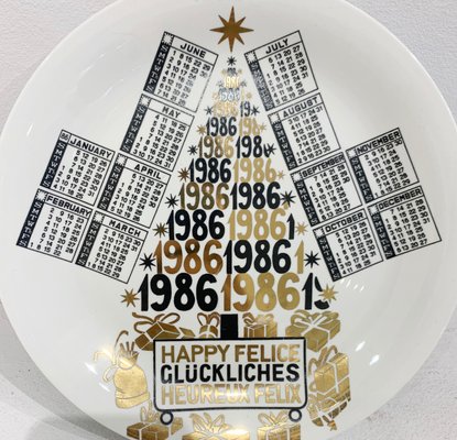 Calendar Porcelain Plate for the Year 1986 by Piero Fornasetti for sale at  Pamono