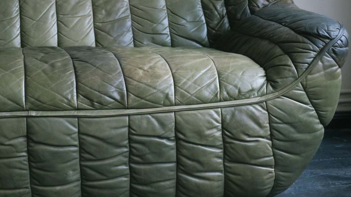 Olive Green Patchwork Leather Sofa From, Olive Green Leather Couch