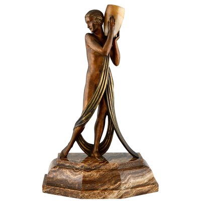 Art Deco Bronze Lamp Sculpture by 