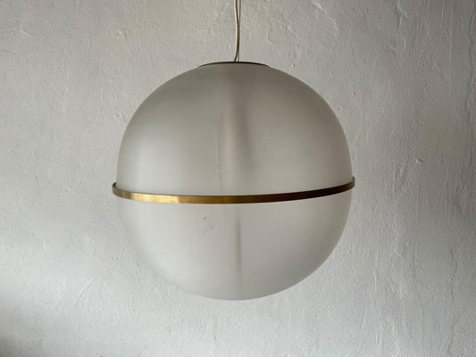 Italian Acrylic and Gold Metal Ball Design Ceiling Lamp 1970s