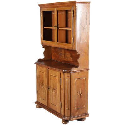 Kleine antike barocke Buffetvitrine aus Nussholz mit ...