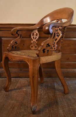 Regency Oak Library Chair with Pierced Decorative Rear Sides