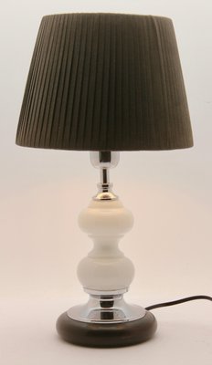 Dutch Opaline Table Lamp with Ball Stem and Chrome Details and