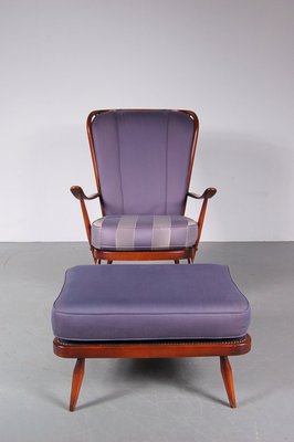 British Beech Easy Chair And Ottoman By Lucian Ercolani For Ercol