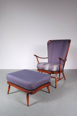 British Beech Easy Chair And Ottoman By Lucian Ercolani For Ercol