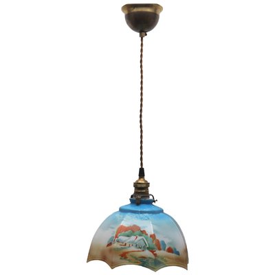 Art Deco Ceiling Lamp With Glass Shade, Small Glass Shades For Chandelier