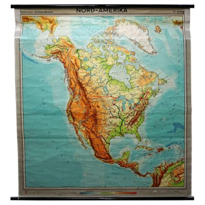 Antique Pull Down Map Vintage North American Map Pull-Down Wall Chart Poster Print For Sale At  Pamono