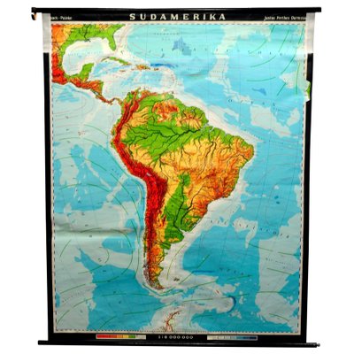 Antique Pull Down Map Vintage South America American Continent Pull Down Map For Sale At Pamono