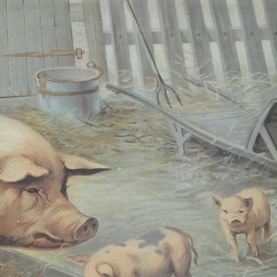 Vintage Retro Pig Piglets Farm Animals Wall Chart Painting for sale at Pamono Vintage Retro Pig Piglets Farm Animals Wall Chart Painting for sale at Pamono