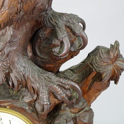 Reloj suizo antiguo de repisa de madera con guila d cada de 1900