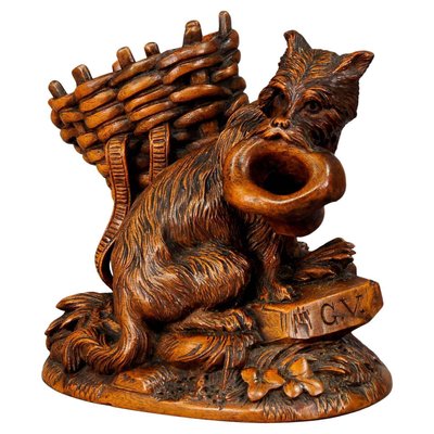 Swiss Black Forest Wooden Carved Begging Dog, 1900s for sale