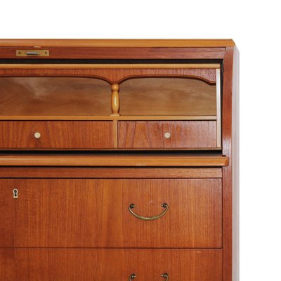 Mid Century Solid Teak Wood Bureau Germany 1950