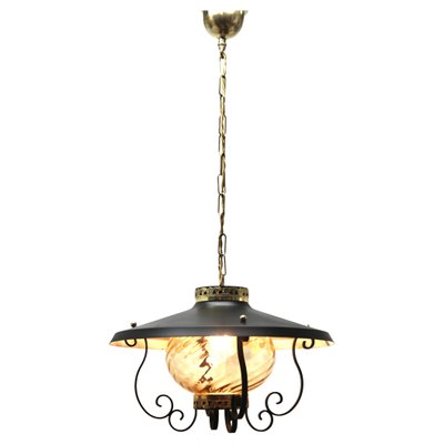 Vintage ribbed glass pendant light clearance