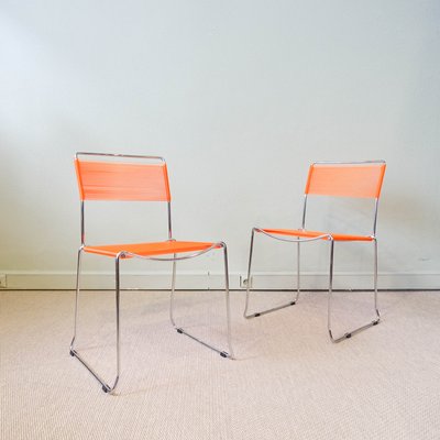 Set of Orange Spaghetti Chairs by Giandomenico Belotti for Alias