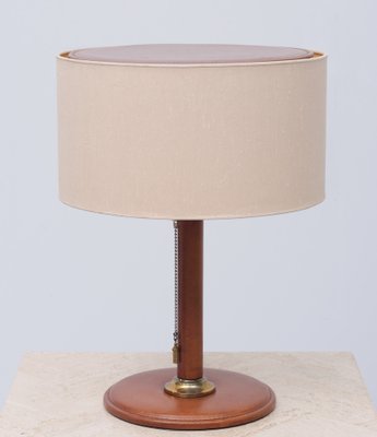 Lampe de Bureau Stitch en Cuir dans le Style de Jacques Adnet, 1960s en  vente sur Pamono