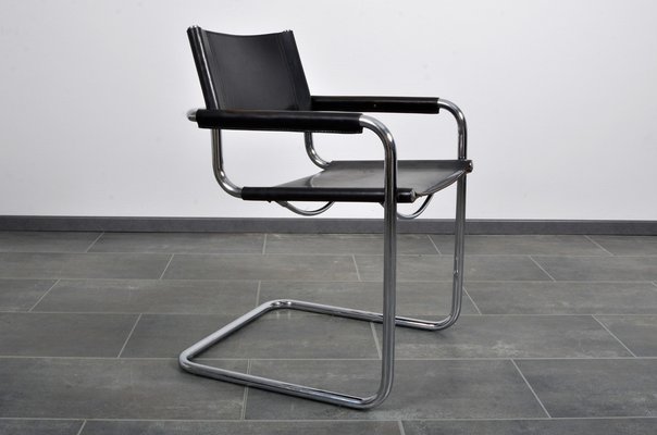 Black Leather S34 Cantilever Armchair, Mart Stam Chair Replica