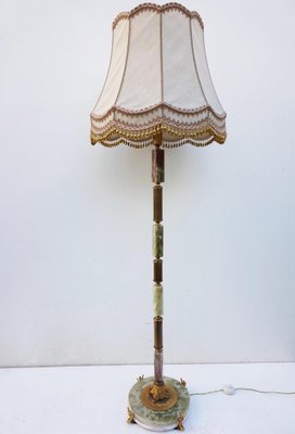 Mid Century Modern Hollywood Regency Onyx Marble and Gilt Floor Lamp 1960s